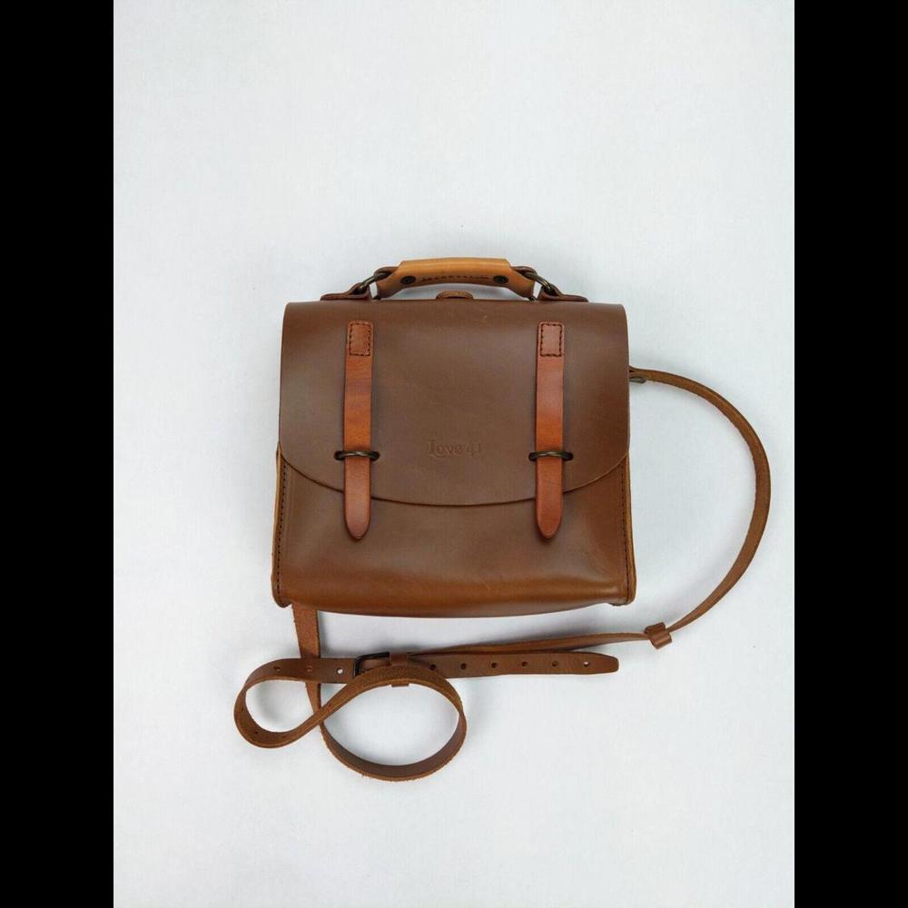 [GONE] NEW LOVE 41 x SADDLEBACK LEATHER Brown Leather Satchel Purse DISCONTINUED